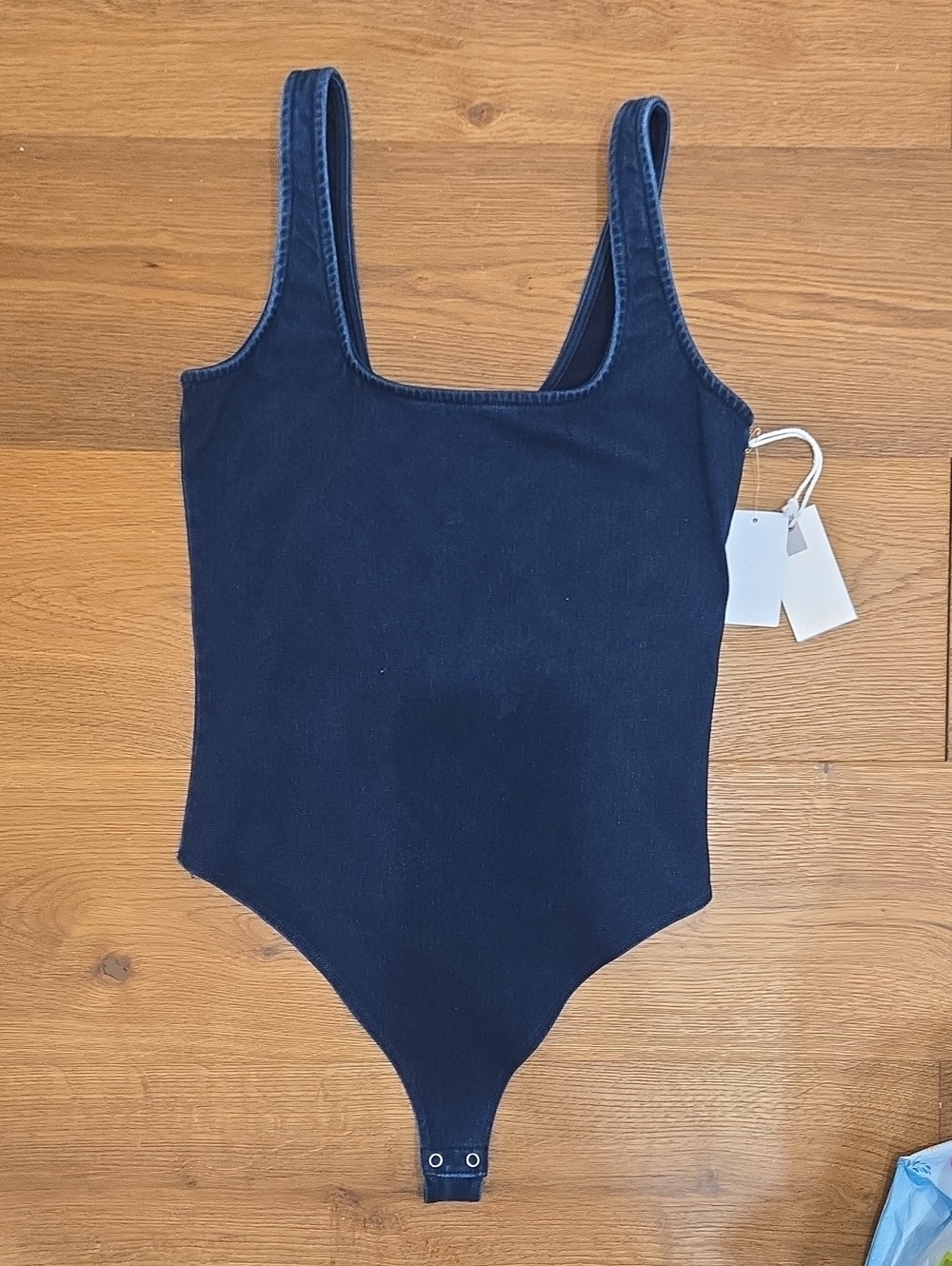 Good American Black Ribbed Tank Bodysuit